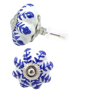 Perillas de cerámica de melón de flores azules, herrajes de níquel para cocina, dormitorio, almacén al aire libre, manija de armario de cajón de tocador escolar - Product Image 2