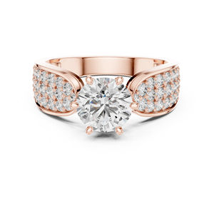 Anillo de Oro Rosa de 14K con Diamante Redondo Cultivado en Laboratorio |   Anillo de Aniversario |   Diamante Cultivado Nuevo - Product Image 1