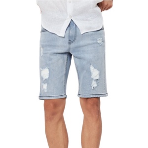 Shorts en jean pour hommes urbains, coupe ample, coton délavé, style décontracté, streetwear d'été, coupe droite, vintage, tissé, personnalisé, ODM, marque privée - Product Image 1