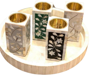 เตาเผาบัคฮูร์แบบอาหรับตะวันออกกลาง ทำด้วยมือจากเปลือกหอยมุก พร้อมชุดถาดและแจกันดอกไม้ตกแต่ง เตาเผาอูดสุดหรู - Product Image 6