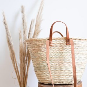 Bolso de Mano de Paja Francesa Tejido a Mano, Bolso de Hombro Grande para la Playa o Compras, con Doble Correa de Cuero, Venta al por Mayor - Product Image 3