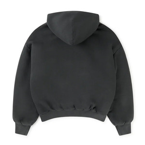 Pull à capuche double en coton 100% anthracite d'hiver, brodé et perlé, 1000 GSM, séchage rapide, streetwear, épaules tombantes, uni teint - Product Image 2