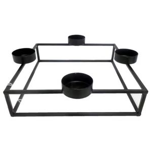 Best Quality Home Decoration Matt Black Powder Coated Iron Square Shaped Designer <b>Tealight</b> Holder <b>Candle</b> Stand Handmade - Product Image 5
