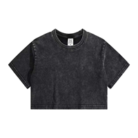 Camiseta de Mujer 100% Algodón, Tejida, Casual, Holgada, de Manga Corta, con Lavado Ácido, Estilo Vintage, con Parches, Estampado Veraniego, Ecológica y de Secado Rápido