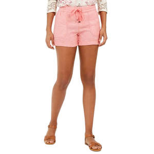 Style & Co Pantaloncini da donna in lino e cotone rosa tinta unita, taglia media, traspiranti, alla moda e casual - Product Image 1