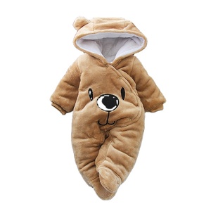 ชุดรอมเปอร์เด็กแรกเกิดสำหรับเด็กหญิงและเด็กชาย ฤดูหนาว แบบ OEM ชุดหมีมีฮู้ด อุ่น สำหรับเด็กทารก ผ้า softshell หนานุ่ม - Product Image 5