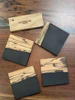 Sous-verre en bois d'acacia et résine époxy de luxe, design classique, fait main, durable, pour boissons et thé, Shrekha Creations India, qualité supérieure