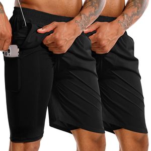 Men's Gym Shorts New Style Quick Dry Breathable Fitness Jogger with Double <b>Layers</b> Solid Pattern Custom Logo - Product Image 3