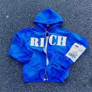 Vente en gros 100% 500gsm sérigraphie grande taille en éponge française simple double fermeture éclair pull-over lourd délavé à l'acide sweat à capuche zippé - Product Image 4