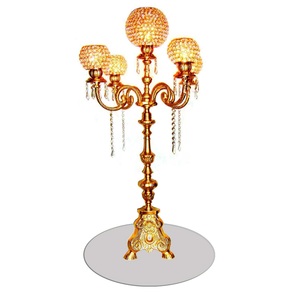 Nouveau chandelier européen à 5 bras décoration de scène de mariage maison couloir table cristal candélabre votif bougeoir en métal - Product Image 6