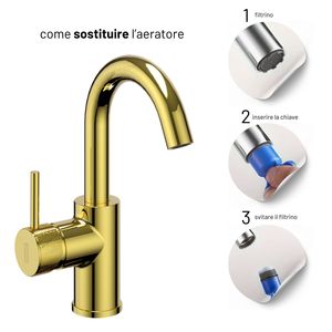 Decorazione Jazz oro lucido lavabo a leva singola miscelatore installazione rapida rubinetti doccia Click-Clack rifiuti Click-clack - Product Image 3