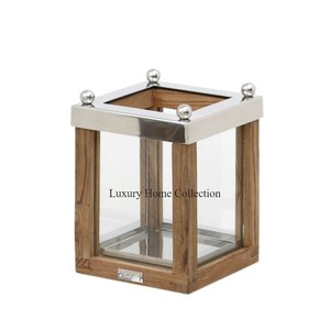 Different Design Tableware <b>Lantern</b> Wooden and Stainless Steel Designer Fancy Look Luxurious Design Attractive Look Candle Holder - Product Image 2
