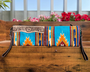 กระเป๋าคลัทช์หนังสไตล์ตะวันตก aztec สีน้ำตาลวินเทจกระเป๋าเครื่องมือหนังแท้ที่ไม่ซ้ำกัน aztec - Product Image 4