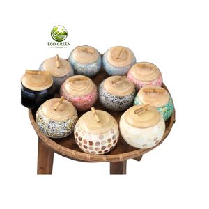 Artisan <b>Ceramic</b> Storage Jars with Bamboo Lids Mosaic Design Kitchen Counter Organizer Handmade Home Decor - Product Image 3