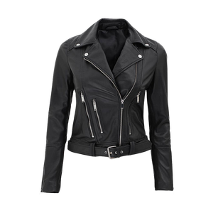 Blouson de moto en cuir d'agneau véritable pour femme, camouflage, style motard, design sportif, broderie, perles, rembourrage en coton - Product Image 5