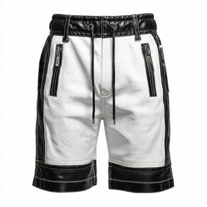 <b>White</b> Black Leather <b>Shorts</b> <b>Men's</b> Baggy PU Leather <b>Shorts</b> <b>Men</b> Winter Street Outerwear Leather <b>Shorts</b> <b>Mens</b> - Product Image 3