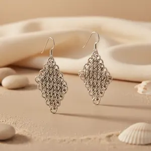 Pendientes de Cadena de Plata de Ley 925 con Baño de Oro de 18K, Estilo Vintage, con Colgante de Perla, Joyería para Mujer - Product Image 1