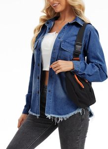 Chaqueta Vaquera Corta para Mujer Más Vendida, Chaqueta Vaquera Clásica de Manga Larga con Estilo Desgastado, Chaquetas Vaqueras Tipo Camionero, OEM y ODM Disponibles - Product Image 2