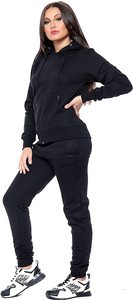 Conjuntos de Jogger de forro polar de algodón de alta calidad para mujer, chándales con cremallera frontal de patrón sólido, ropa de invierno hecha a medida al por mayor - Product Image 2