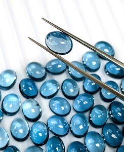 Attractive London Blue Topaz semiprecious 14x10mm - 16x12mm รูปไข่ลอนดอนสีฟ้า Topaz Cabochon ของขวัญสำหรับเธอ - Product Image 3