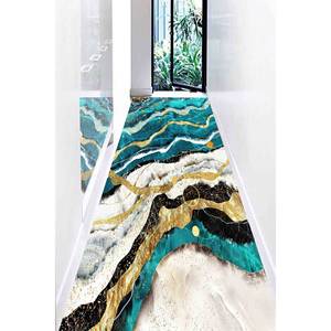 Alfombra moderna con estampado de mármol, alfombras impresas en 3D, alfombra de mármol azul y dorado, alfombra de terciopelo - Product Image 3