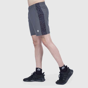 Pantalones Cortos Deportivos Grises de Corte Recto, 100% Poliéster, Cintura Elástica, Estampado por Sublimación, Entrepierna de 5 Pulgadas, Tejido de Punto - Product Image 2