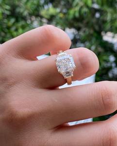 Anillo de compromiso de tres piedras de moissanita con corte radiante en oro macizo de 14 quilates, joyería fina para boda, regalos de aniversario para mujer - Product Image 3