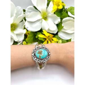 Mathilda Benally #8 Turquoise & Sterling <b>Silver</b> Fashion <b>Cuff</b> <b>Bracelet</b> - Product Image 5
