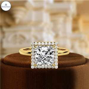 Bague de fiançailles solitaire en diamant de laboratoire taille princesse 1 carat certifiée IGI, or jaune 14 carats, bague de mariage pour cadeau d'anniversaire - Product Image 1