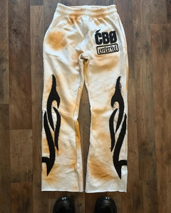 Vente chaude Unisexe Baggy Piste Joggers En Détresse Broderie Respirant Tricoté Empilé Pantalon De Survêtement Évasé Plat Cargo Personnalisé - Product Image 1