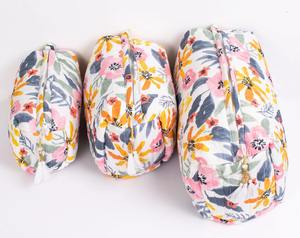 3-Piece Quilted Eco-Friendly Cotton Large <b>Storage</b> Case Vintage Style Zipper Closure Water Resistant Block Printed Design - Product Image 3