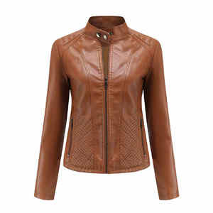 Chaqueta de moda de cuero al por mayor de alta calidad para mujer Oem chaqueta de cuero genuino para mujer - Product Image 1
