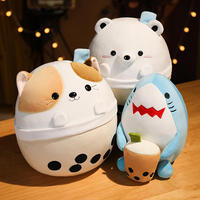Peluche en forme d'animal de dessin animé au lait de boba moelleux et doux pour les promotions