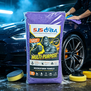 36-Pack Ultra Plush Microfiber Cleaning <b>Towel</b> 16''×16'' Yellow Direct From China Factory Car Detailing <b>Towel</b> - Product Image 1