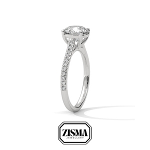 Élégante bague en diamant cultivé en laboratoire de 2 carats en or 14 carats pavé de couleur F Clarté VVS Certifiée IGI Bijoux de luxe personnalisés en gros - Product Image 4