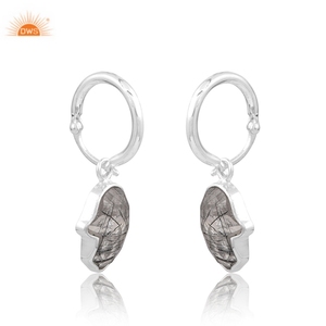 Pendiente colgante de Hamsa de piedras preciosas de rutilo negro Natural de Plata de Ley 925 de alta calidad para fabricante de joyería de mujer - Product Image 4