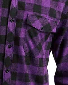 Custom <b>Men</b> Purple Black Plaid Flannel <b>Shirt</b> Long Sleeve Button Up Casual Winter Warm Check <b>Shirt</b> <b>With</b> Chest <b>Pocket</b> OEM Wholesale - Product Image 5