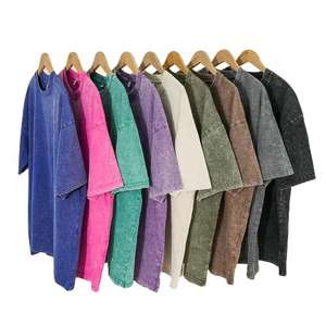 Venta al por mayor de algodón Unisex Vintage ácido lavado camisetas Unisex camiseta de gran tamaño para los hombres - Product Image 1