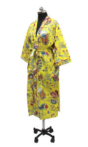 Bata de algodón de alta calidad para mujer, cárdigan largo de Playa, Kimono estampado amarillo, diseño Mukut, ropa de dormir de verano y otoño, grado de exportación - Product Image 4