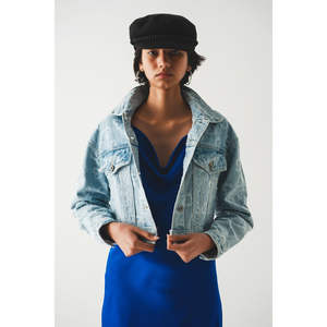 Chaqueta Vaquera Oversize Casual con Adornos de Corazones, Lavado Claro, Decoración de Botones, Logotipo Estampado, para Invierno, Otoño y Verano - Product Image 1