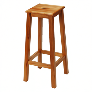 WELL HOME Taburete Alto de Madera con Acabado Barnizado 32x32x70 cm - Product Image 3