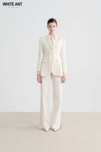 Pantalon femme blanc taille haute livraison rapide pantalon droit Mara formel coton biologique blanc exportateur de vêtements du Vietnam - Product Image 3