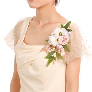 Style coréen mariage mariée épaule corsage <span class=keywords><strong>demoiselle</strong></span> <span class=keywords><strong>d</strong></span>'<span class=keywords><strong>honneur</strong></span> bal <span class=keywords><strong>robe</strong></span> de soirée accessoires artificielle Rose fleurs pour les femmes - Product Image 3