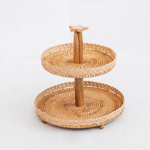 Présentoirs pour desserts en rotin naturel tressé à la main support en osier pour gâteaux et cupcakes d'usine - Product Image 1
