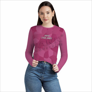 เสื้อยืดแขนยาวเข้ารูปสำหรับผู้หญิงพร้อมคอกลมแขนยาวมีสไตล์เสื้อยืดลำลองสำหรับทุกฤดูกาล - Product Image 2