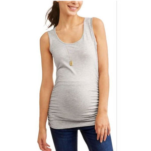 Encolure dégagée maternité débardeur froncé côtés respirant sans manches doux Stretch 100% coton tissé grossesse personnalisable OEM - Product Image 5