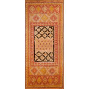 Tapis en laine noué à la main Kiaan grande surface Pae-148 à motif géométrique rouge et orange pour la décoration du salon à la maison 9x12 - pour adolescents - Product Image 1