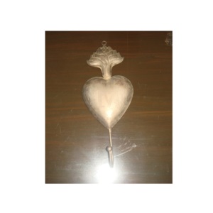 Reliquaire antique en métal pur, cœur sacré, relique catholique, cœur de Marie enflammé, ornement votif pour la décoration de la maison - Product Image 3