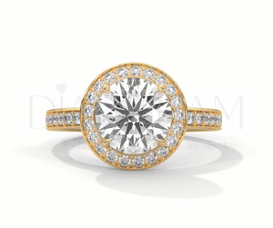 Luxueuse bague de fiançailles en diamant Leb Original en argent sterling 925 pour femmes pierres Halo avec diamant taille ronde - Product Image 1