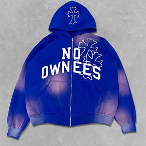 เสื้อฮู้ดผ้าฟลีซระบายอากาศมีซิปเต็มตัวแบบโอเวอร์ไซส์น้ำหนักเบาปักลายสีจางใส่ได้ตามต้องการโลโก้ออกแบบได้ตามต้องการ - Product Image 2